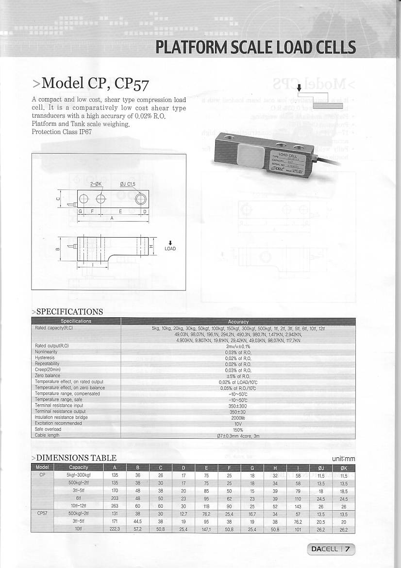 DAcell CP CP57 称重传感器技术参数图