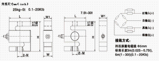 H3-C3-1.5T-6B称重传感器平面图