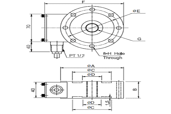 DSCK-2t,DSCK-2t称重传感器平面图