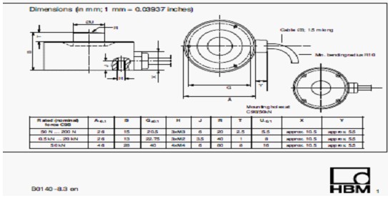 HBM C9B/1KN测力传感器