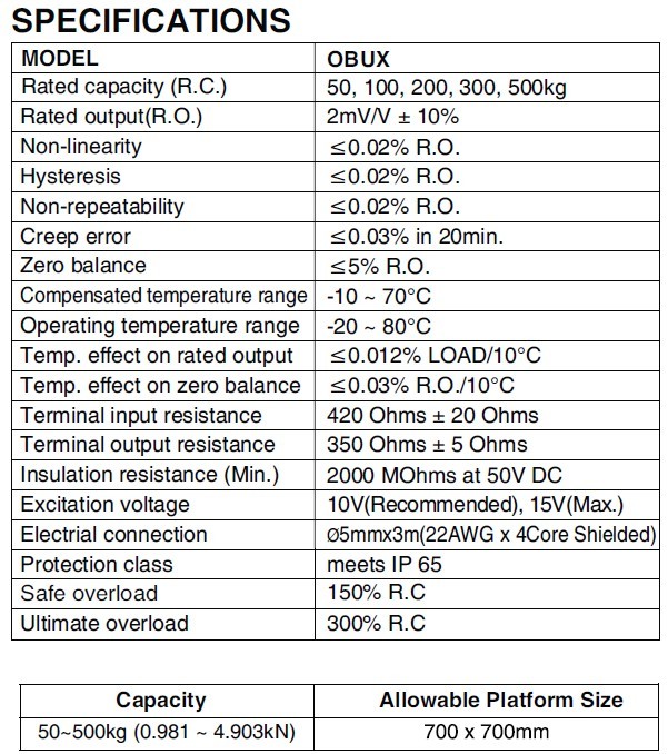 OBUX-50KG称重传感器