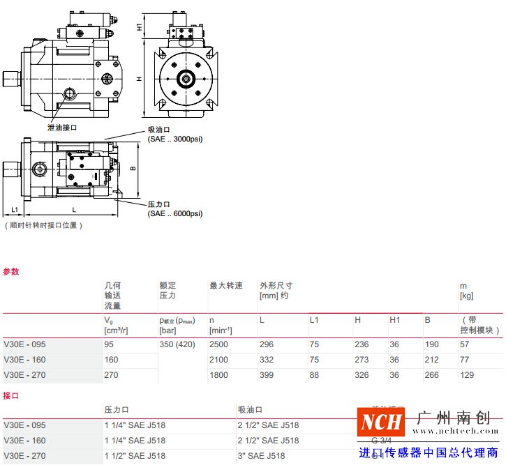 V30E型变量轴向柱塞泵产品尺寸