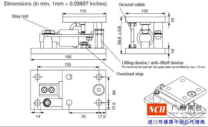 HBM  Z6AM称重模块的产品尺寸