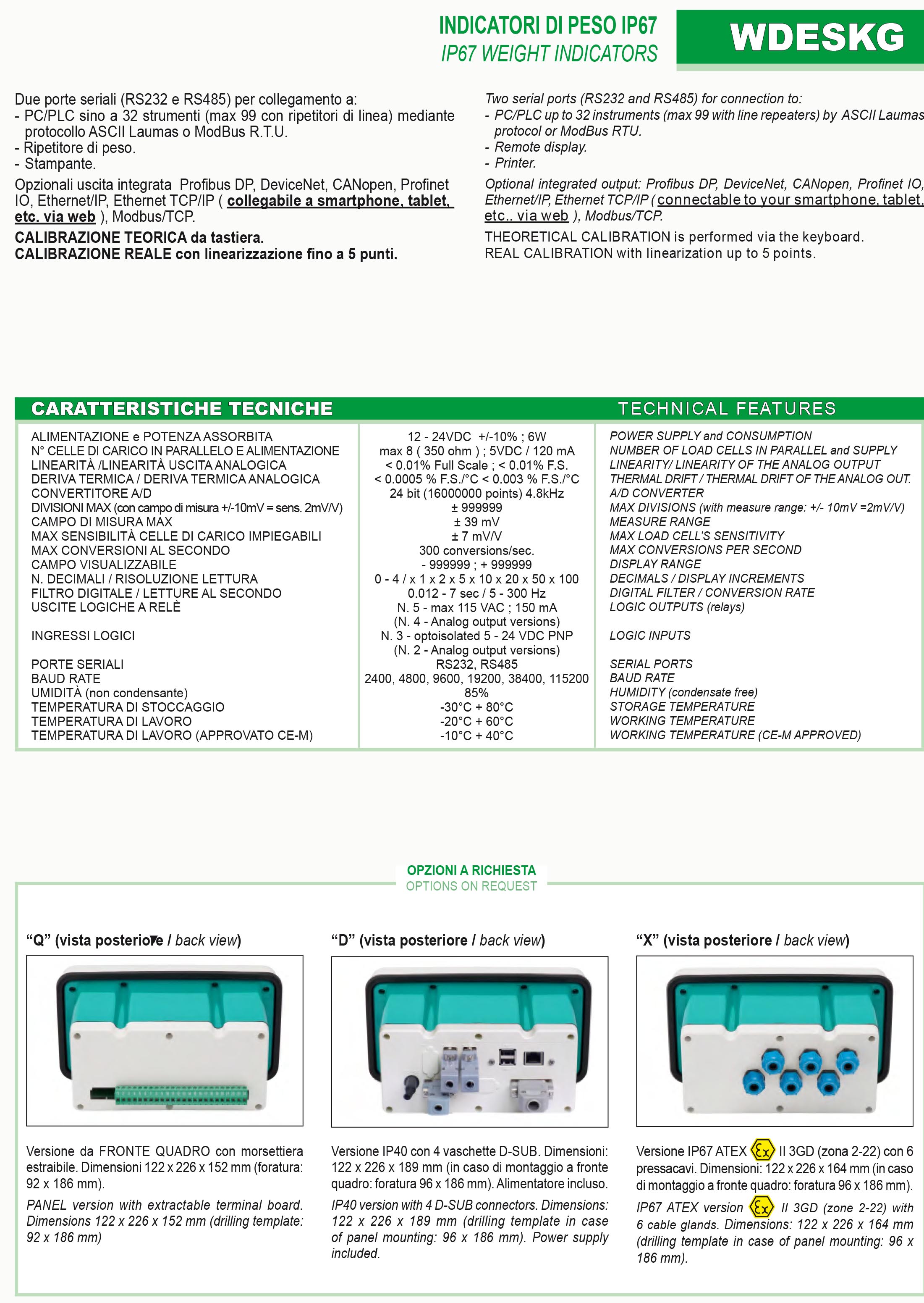 WDESK-G称重显示控制器技术参数表